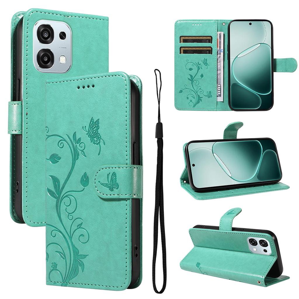 Pour Oppo A6 Pro 4G/Oppo F31 5G/Oppo A6 Pro 5G Étuis en Cuir PU Motif Fleurs Portefeuille Support Housse de Téléphone avec Dragonne