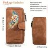 Feather and floral pattern women's long wallet| Multifunctional portable snap-button coin purse, birthday gift, suitable for daily commuting, with a