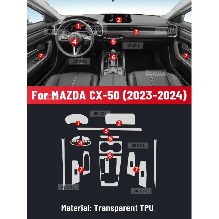 

Anti-scratch Car Interior Center Console Media Dashboard Navigation TPU Protector Film For MAZDA CX-50 2024 CX50 Sticker Right rudder driving