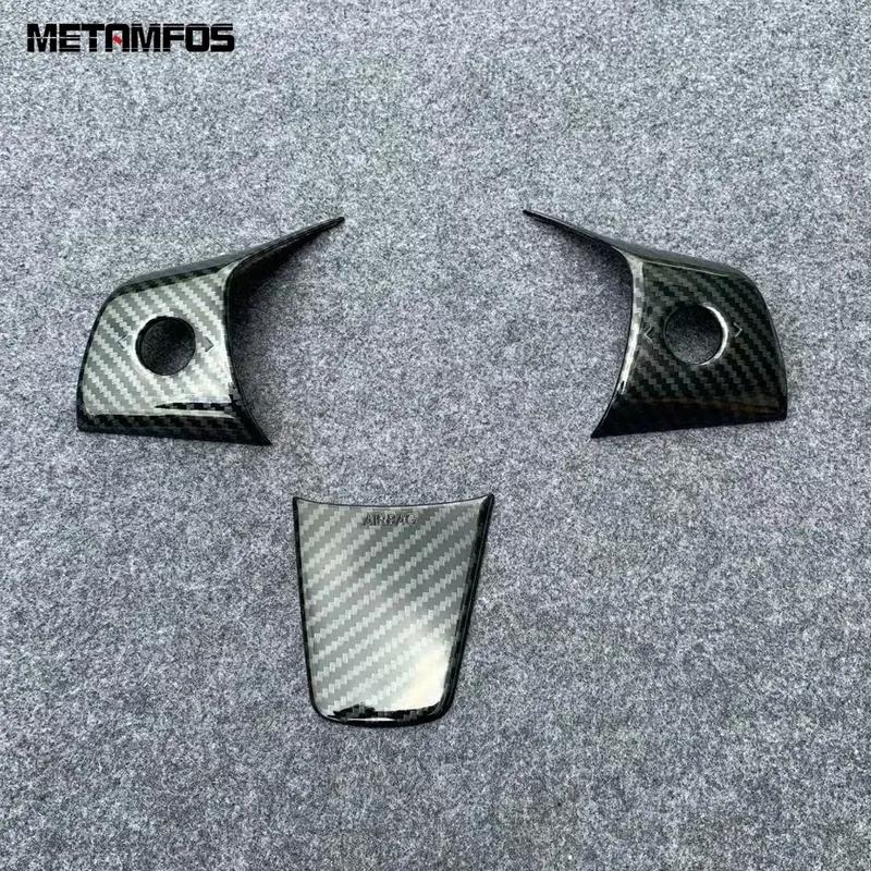 For Tesla Model Y     2024 2025 Carbon Fiber Steering Wheel Cover Molding Trim Interior Accessories Car Styling