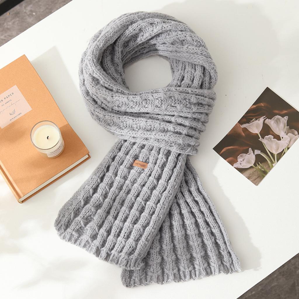 172x20cm Winterschal, Einfarbiger dicker Strickwollschal für Damen, Warmer Fleece-Nackenwärmer Snood