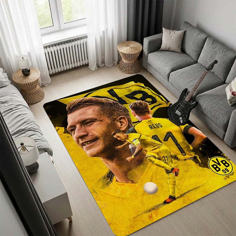 Borussia Dortmund BVB Schwarz Gelb Slogan Area Rug Non Slip Floor Carpet Living Room Game Room Football Fan Home Decor