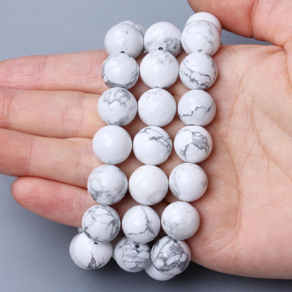 4/6/8/10/12mm 60-20 stücke Weiß Howlith Türkisen Verkrustete Lose Perlen Runde Natürliche steine Für Schmuck Machen DIY Halsketten Zubehör Schmuck Zubehör