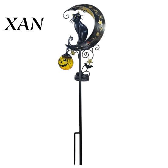 Decorative Lawn Stakes for Halloween Solar Garden Stake Light, Metal Black Cat & Pumpkin Moon Waterproof Powered Lights Decorations Patio Yard Pathway