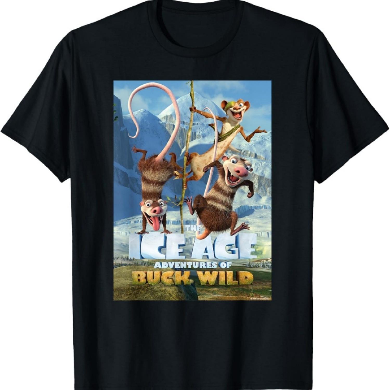 

20th Century Fox Ice Age Adventures of Buck Wild Unisex-Adults and Youth T-Shirt, Black, Small XXXXXL різнокольоровий
