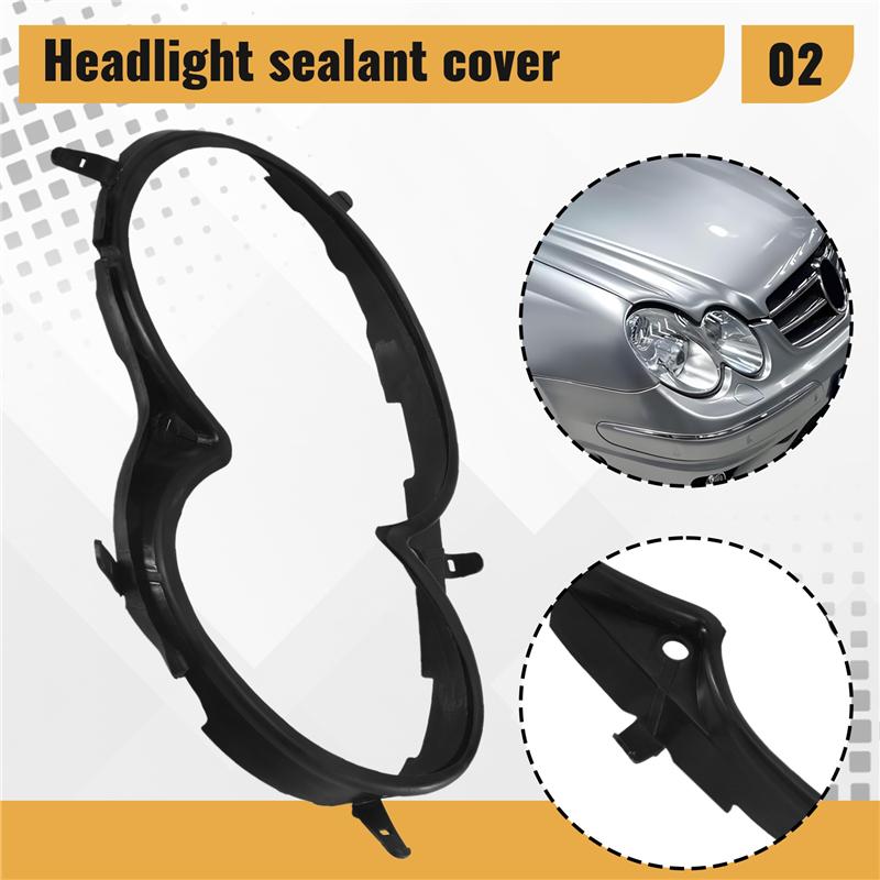 Car Front Headlight Lens Cover Trims Strip Headlight Sealing Strip Gasket For Benz W209 CLK 2003-2009 Black Left