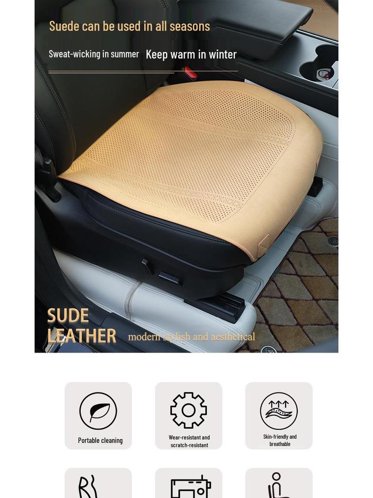 Breathable Suede Velvet Car Seat Cushion for Driver - Perforated, All-Season Cover