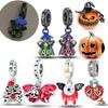 Copper Halloween Series Luminous Pumpkin Blood Devil Charm For Women Original Bracelet Diy Jewelry Making Gift