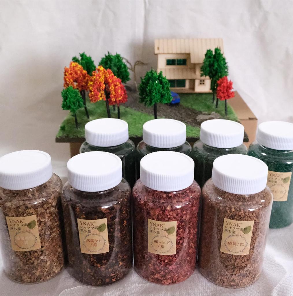 YNAK Diorama Model and Other Scenery Materials for Glass Model Miniature and Railway Models Leaves, Trees, Buildings, Gardens, (Emerald/Grains, 250ml)