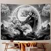 Neon Yin Yang Tapestry Wall Hanging Pink Purple Cherry Blossom Moon Mountain Psychedelic Aesthetic Wall Art Dorm Decor