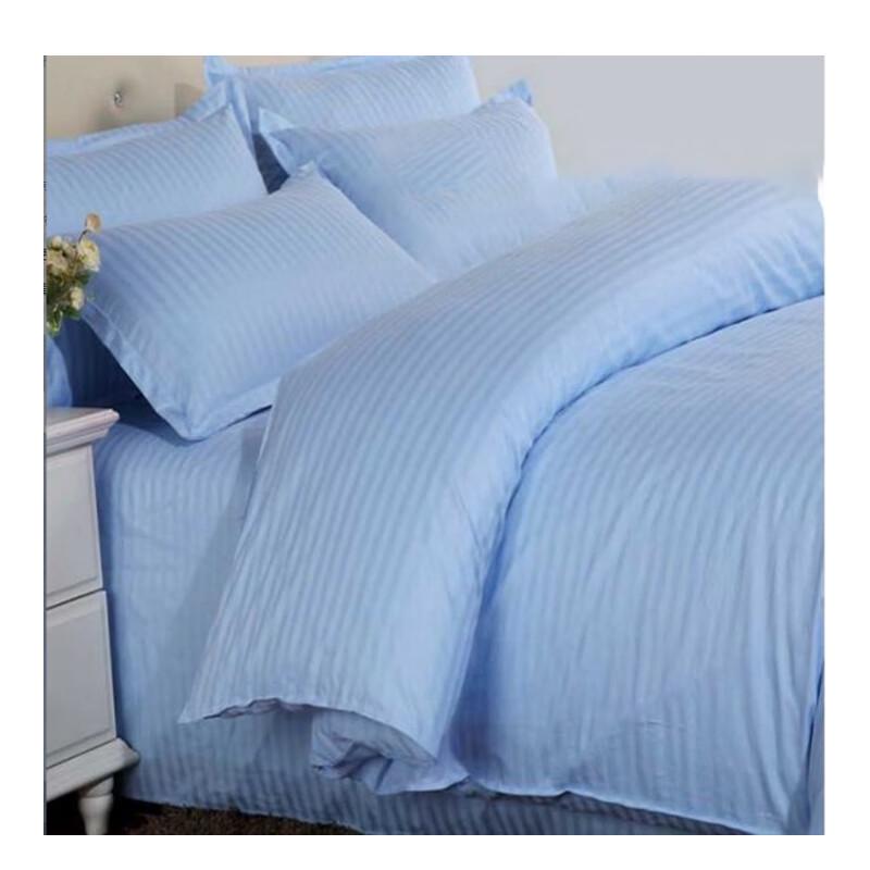 Blue Satin Stripe Double Bed Sheet
