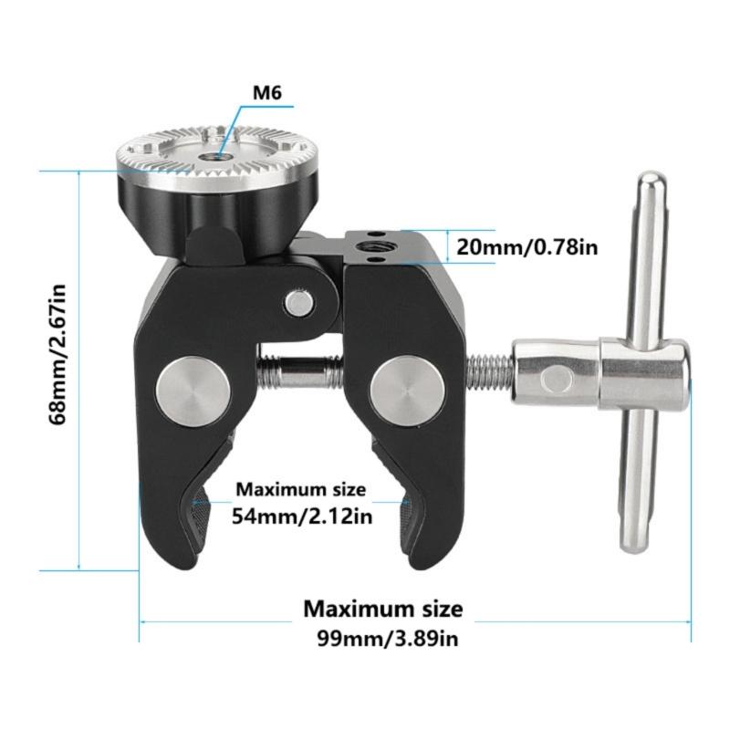 Aluminium Super Crabbing Clamp Crabbing Pliers Clip With 1/4-20 Mounting Point For Articulating Monitors Video