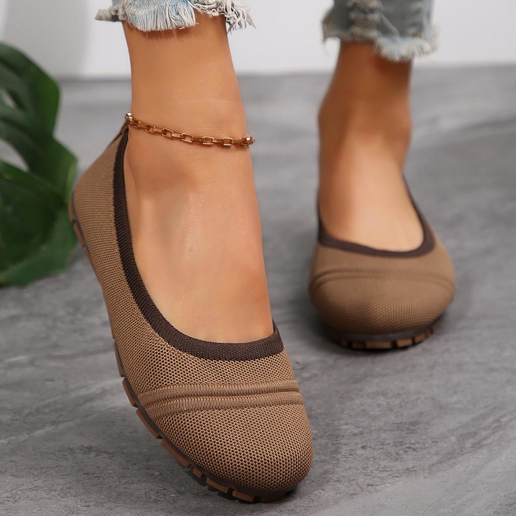 Fashion Women Shoes Large Size Spring New Knitted Flat Shoes Ladies Round Head Shallow Mouth Breathable Casual Comfortable Women Shoes
