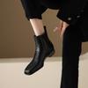 Fashion NEW Autumn/Winter Women Boots Square Toe Chunky Heel Shoes Split Leather Shoes for Women Slip-on Ankle Boots Black Modern Boots