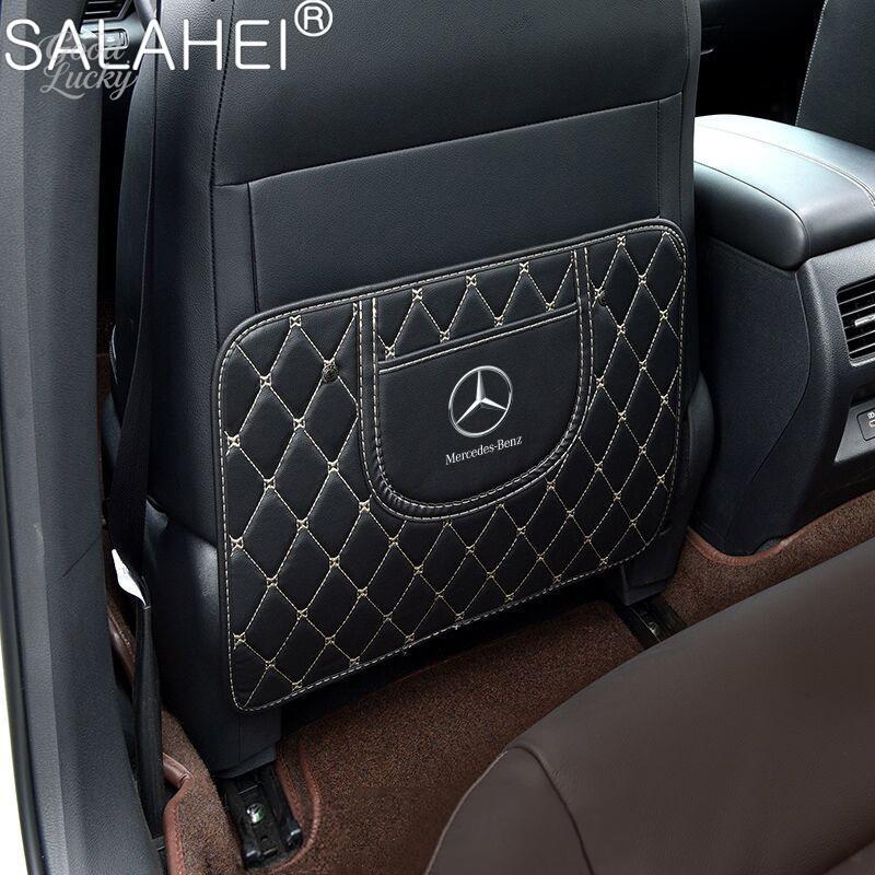 CQJ1 PU Leather Protector Pad Anti Kick Pad Scratch Mat For Mercedes Benz A C E S G Class GLC CLE CLA GLB GLS W177 W205 W213W222 AMG