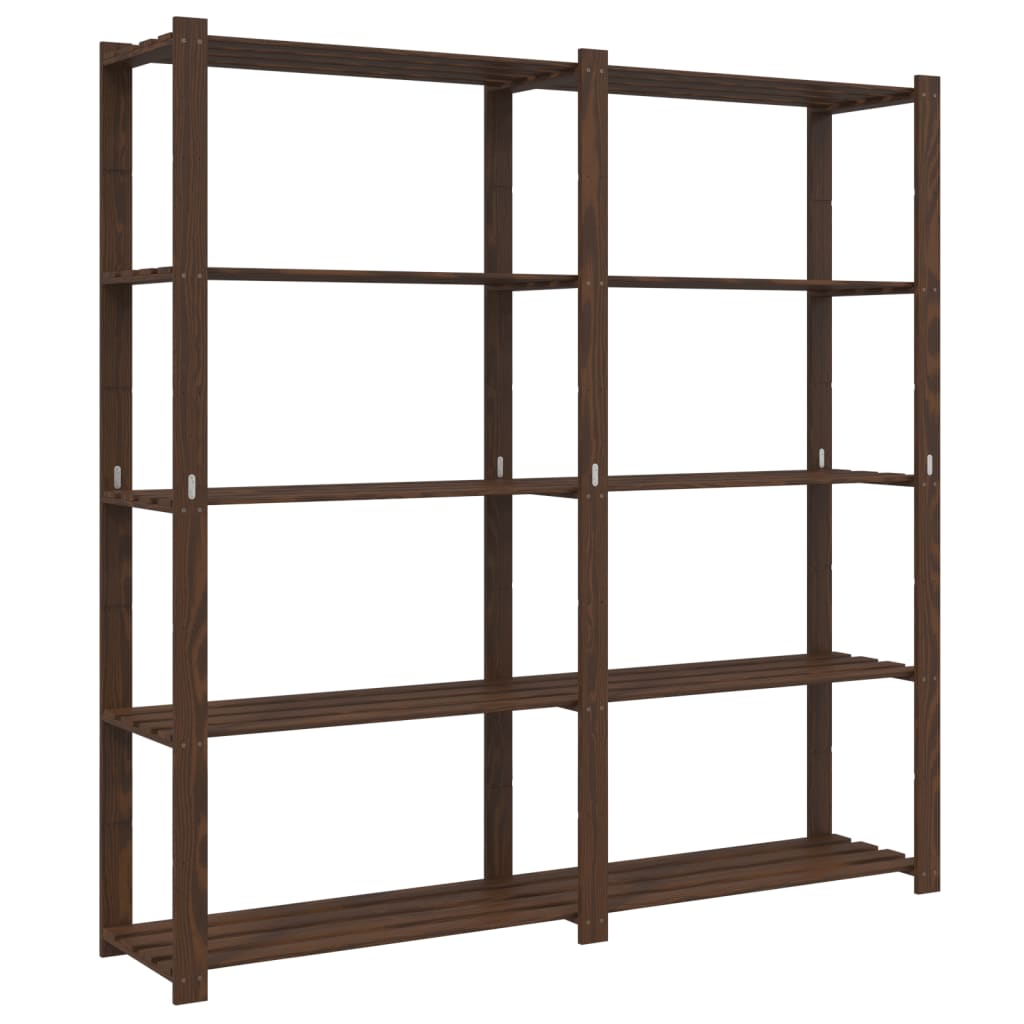 Storage Rack with 5 Shelves Brown 170x38x170 cm Solid Pine Wood