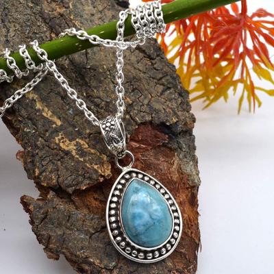 Larimar Necklace, Designer Necklace, Women Necklace, Wedding Necklace, Silver Necklace, 925 Sterling Silver, Mom Gift
