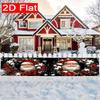Santa Claus Porch Banner, Winter Holiday Christmas New Year Party Design, Polyester Outdoor Garden Porch Fence Wall Decoration