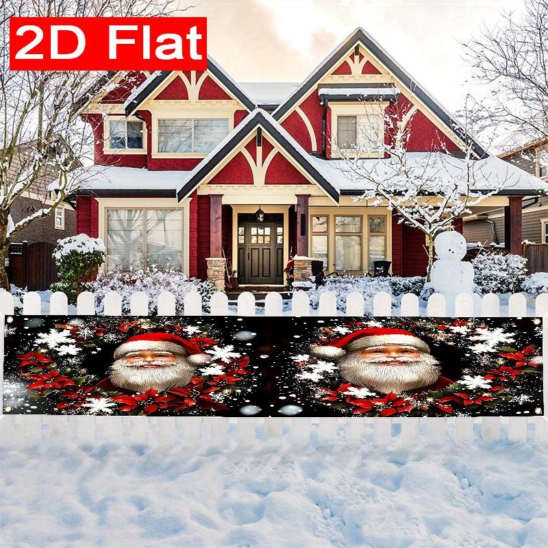Santa Claus Porch Banner, Winter Holiday Christmas New Year Party Design, Polyester Outdoor Garden Porch Fence Wall Decoration
