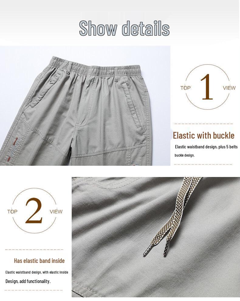 Men's Summer Casual Cotton Straight-Leg Shorts for Middle-Aged & Young, Loose-Fit Sports Outdoor Fashion.
