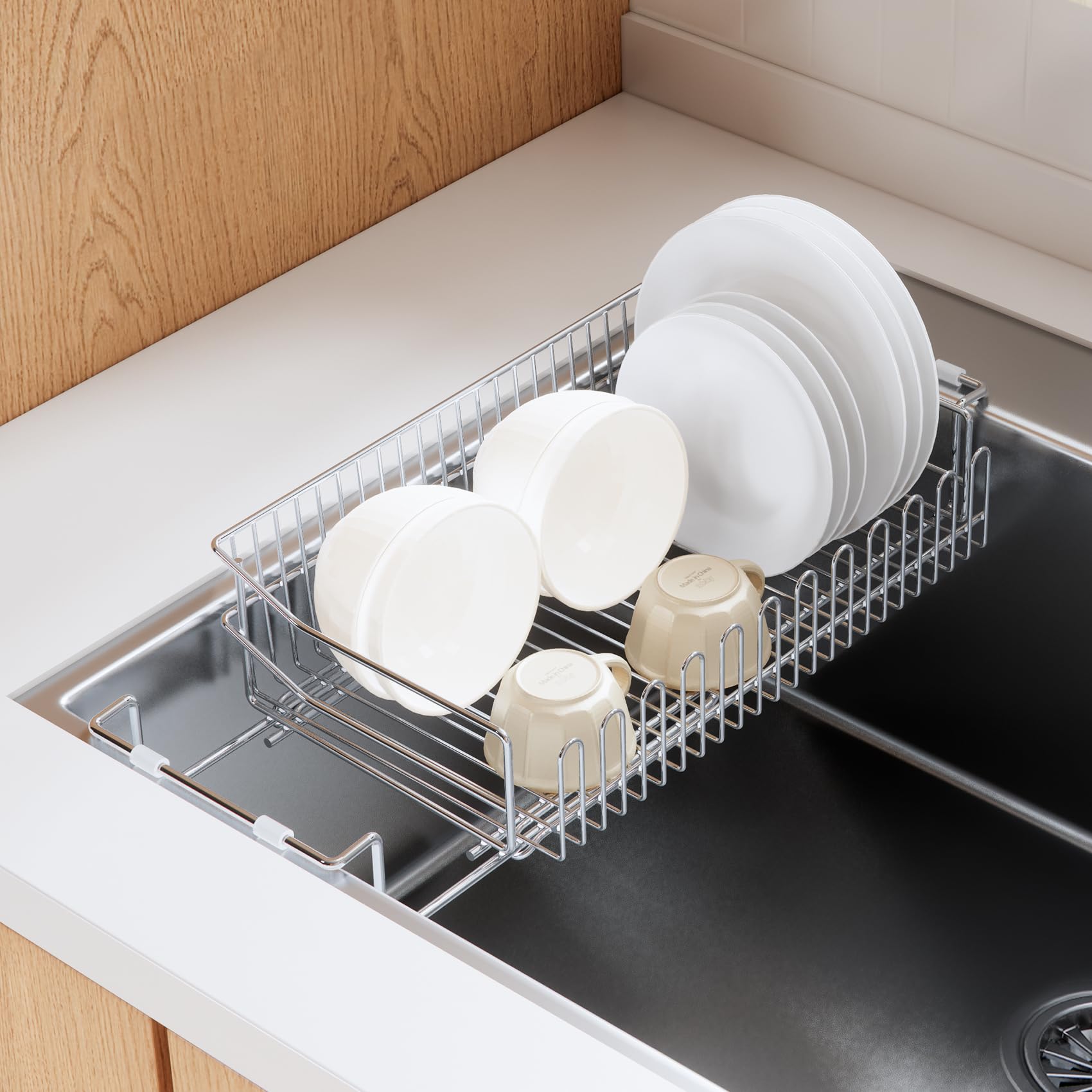 

FRSTONE Посуда нержавеющая ширина большая кухонная проволочная посуда выдвижная посуда кухонная посуда автоматический поддон для сушки посуды сушилка, выдвижная, сталь, 38,5-51,5см,