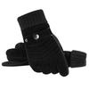Gloves Men's Winter Cycling Motorcycle Windproof Cold Insulation Warm Leather Touch Screen Anti-Slip Thick Pile Black Gloves