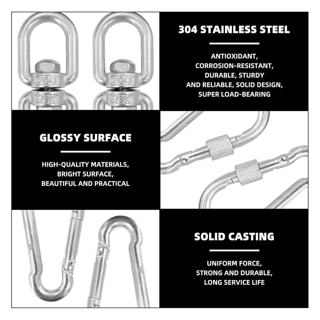 12Pcs M6 Swivel Ring Double Ended Swivel Eye Hook with M6 Snap Hooks, Stainless Steel Eye to Eye Heavy Duty Swivel Ring Kit for Web Tree Swing