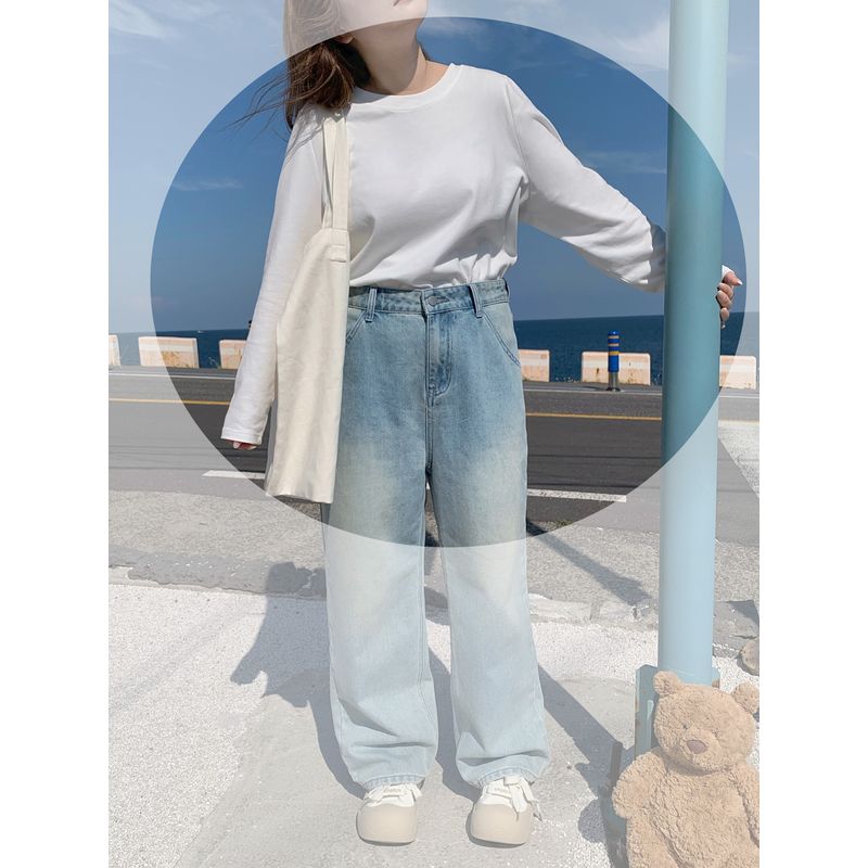 

Spicy Strips Slimming Retro Washed and Worn Plus Size Ladies Ceiling Brushed White T-Shirt(Single Piece) L