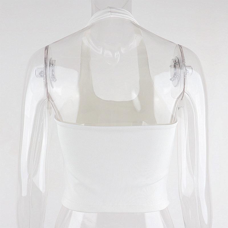 Summer New Sleeveless Sexy Crop Tops Women Halter Backless Slim Fit Base Tank Tops Women Vest Fashion Ribbed Solid Lady Casual Tanks Camis 24683