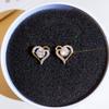 Small Design Micro Zircon Stud Earrings Love Earrings Simple Student Ear Clips Female