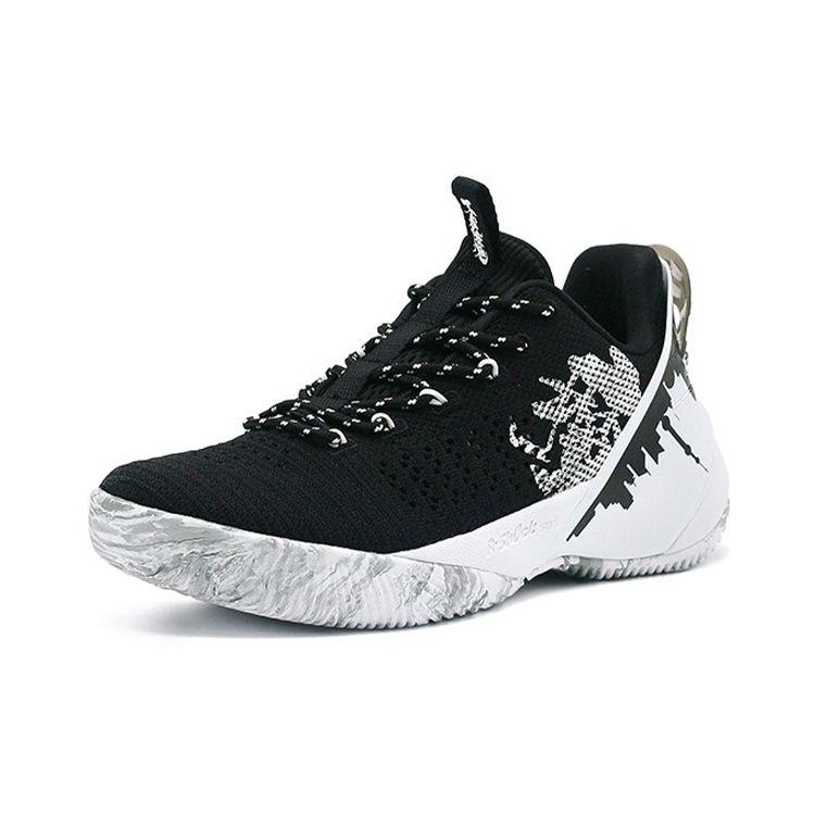 Anta Durable Low-Top Basketball Shoes Men Sneakers Black White 11931608S-2