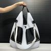 Women'S Mesh Splicing Leather Bucket Bag Large Capacity Retro Personalized Shoulder Bag