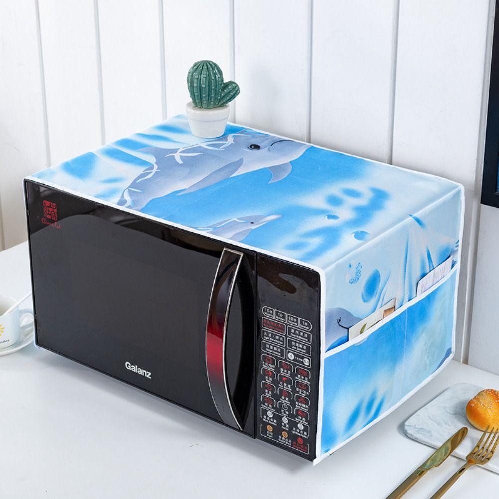 

1Pcs with Storage Pocket Microwave Dust Cover Waterproof Top Dust Cloth Durable Oven Cover 08