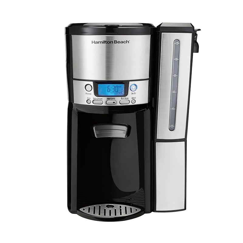 

Hamilton Beach (47950) coffee maker Capacity 12 cups & internal storage coffee pot brewery black/stainless steel