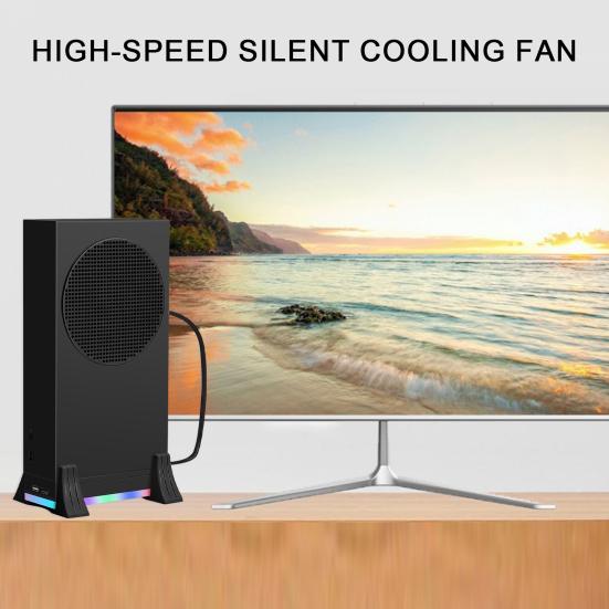 

Станция охлаждения геймпада 2 вентилятора охлаждения Высокоскоростная, тихая работа RGB-подсветка с 2 портами USB Станция геймпада для Xbox Series S чёрный