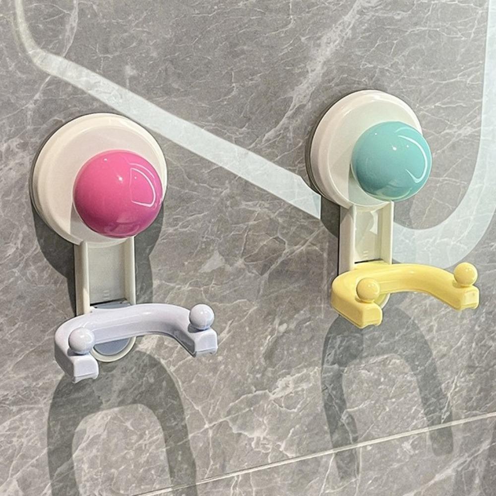 2Pcs Dopamine Vacuum Double Hooks Removable Wall Hanger Creative Shower Hooks Behind the Door