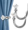 Crystal Curtain Holdbacks 2pcs, Metal Curtain Tieback Pull Back for Wall, Heavy Duty Side Holders Tie Backs for Drapes Drapery Window Home Decoration