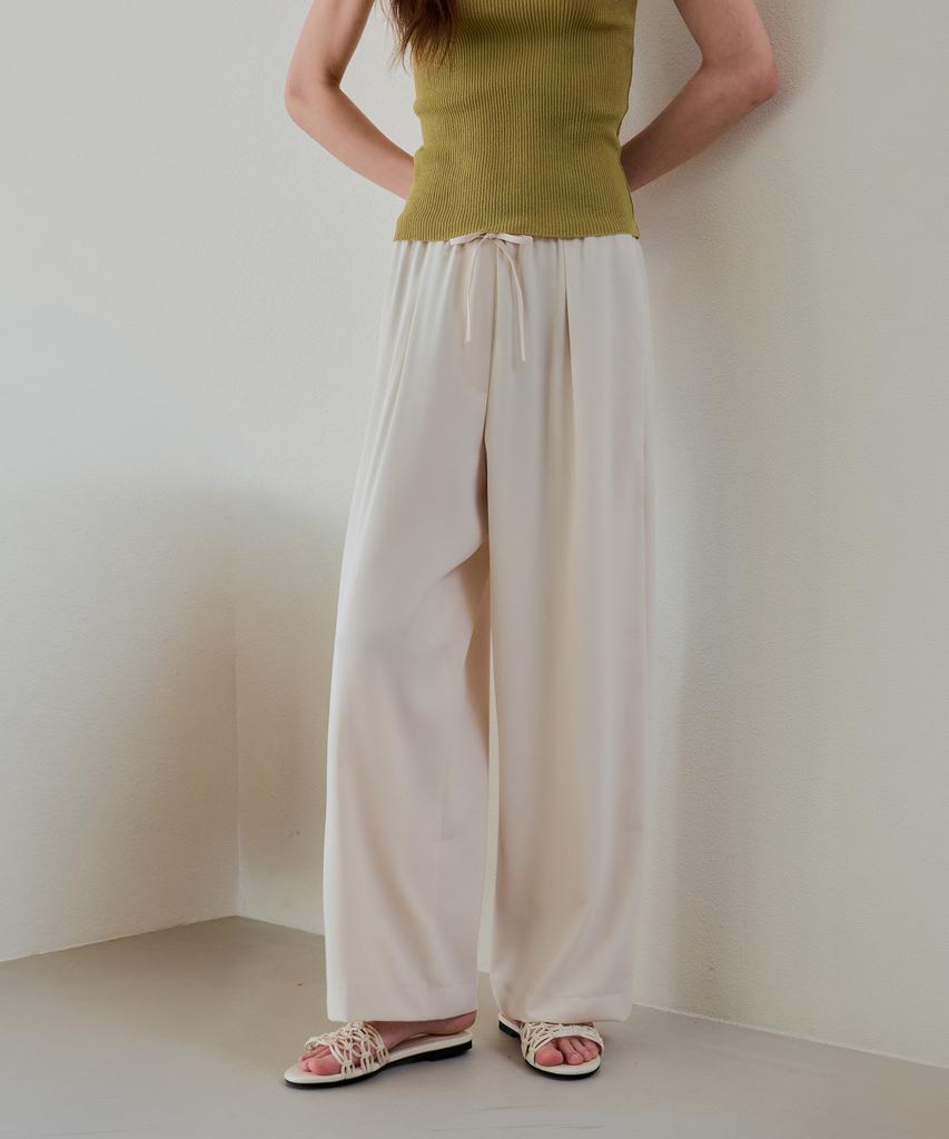 THEELO Flowy Banding Slacks (Cream)