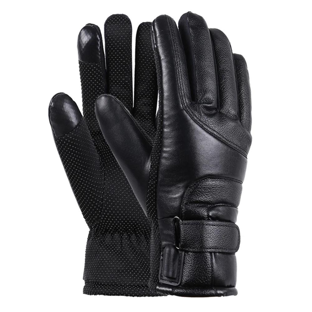 USB Warm Hand Heating Gloves Touch Screen and Windproof Constant Temperature Heated Full Finger Mittens for Skiing Riding Hiking