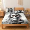 3-piece Simple Modern Skull Animal Pattern Digital Printing Three Piece Fitted Sheet Set, Bedroom Printed Bed Cover Set, Bedding