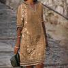 Women's Casual V-neck Printed Dress Ethnic Style Spring Summer