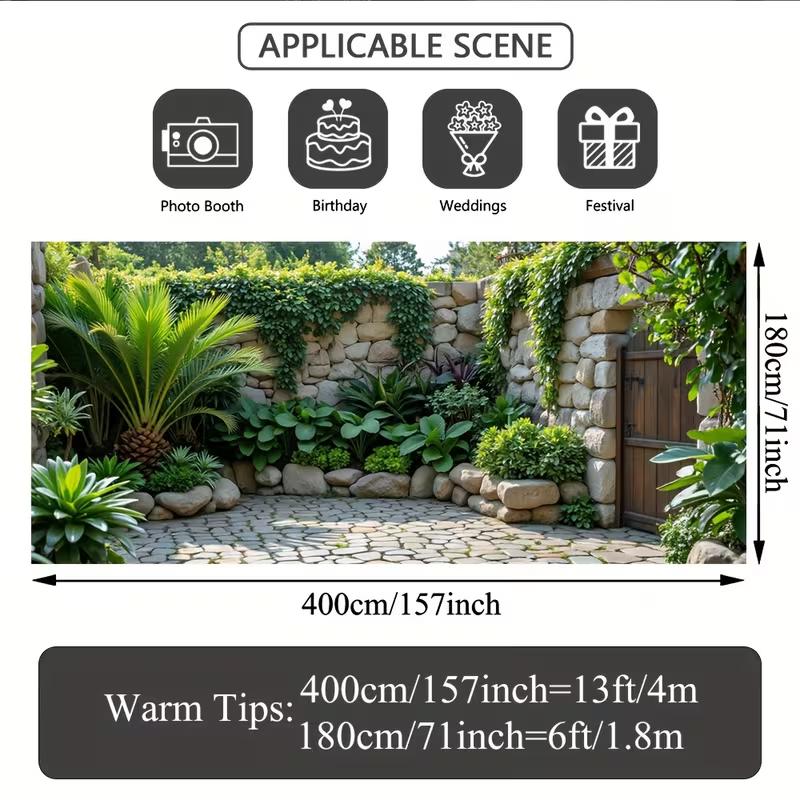 2D Tropical Garden Garage Door Backdrop Party Photo Background Cloth