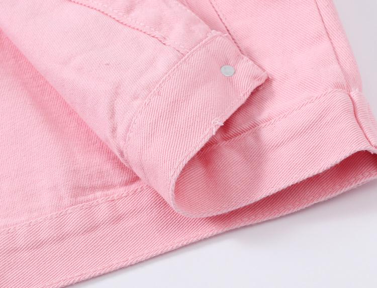 Damen Rosa Frühling Locker Geschnittene Jeansjacke - Kurz, Langärmlig, Übergröße, Lässiger Koreanischer Stil