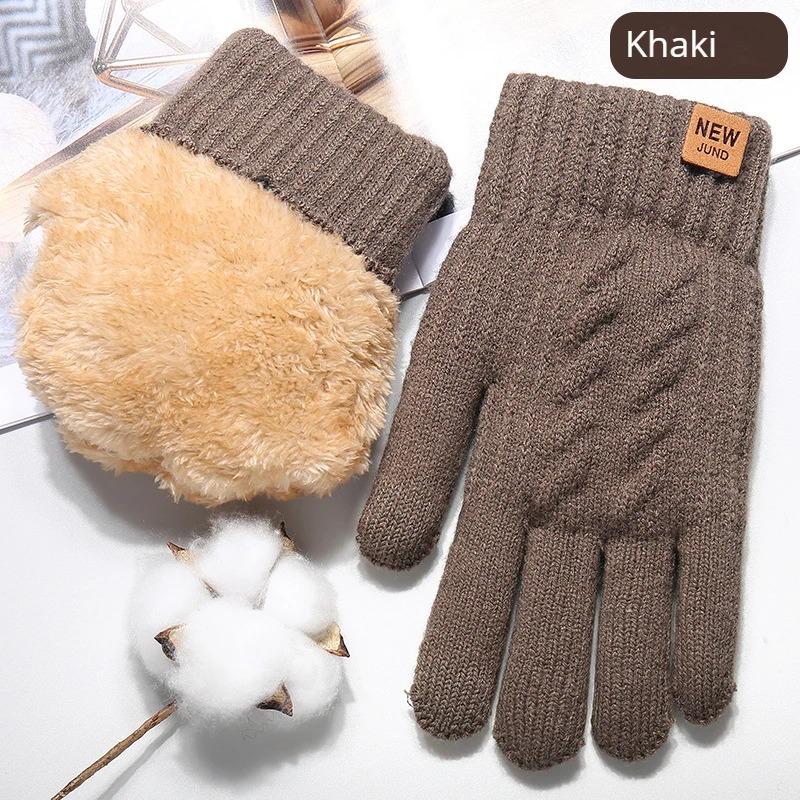 

Botvotee Wholesale Fleece Lined Fashion Warm Black Cable Knitted Winter Touch Screen Gloves for Women Men One Size хаки