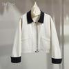 Women's Patchwork Linen Blend Zipper Jacket