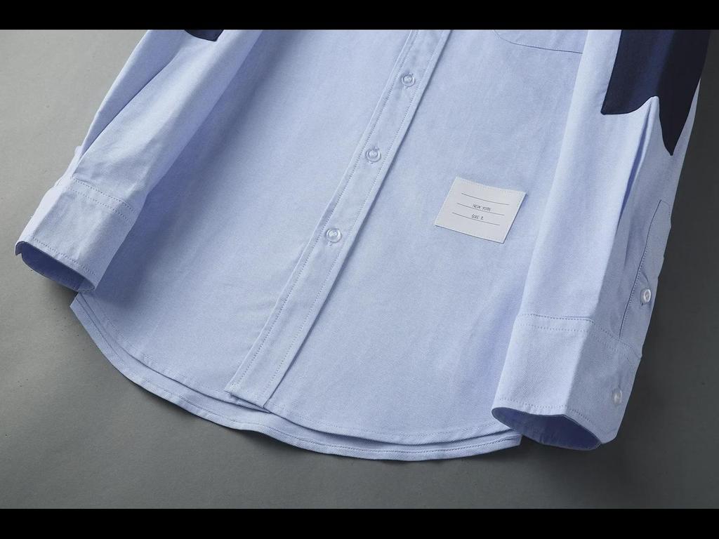 TB JL Trendy Unisex Oxford Košile s Dvojitým Rukávem a Kontrastními Detaily
