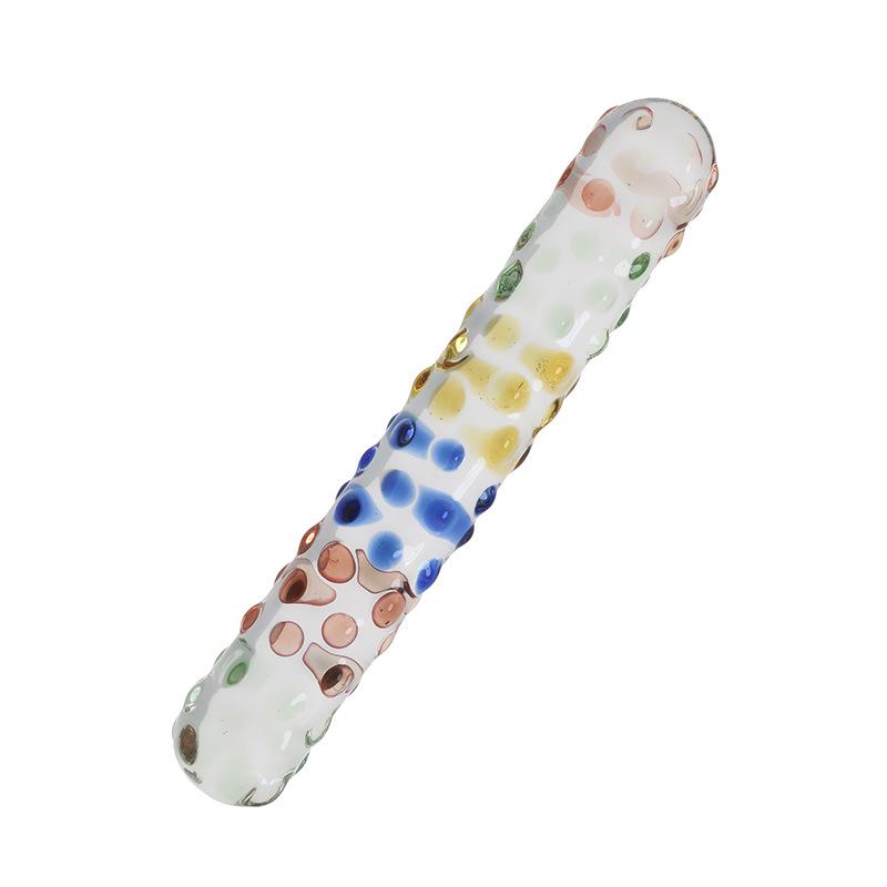 Crystal Glass Stick Spiked Club Floating Point Particles Sex Tools Female Masturbation Adult Supplies Color Straight