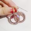 Rhinestone Ear Clips Round Diamond Earrings Elegant Hoop Earrings  Woman Girls