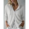 Women Waffle Hooded Long Sleeve Loose Button Cardigan Casual Outerwear
