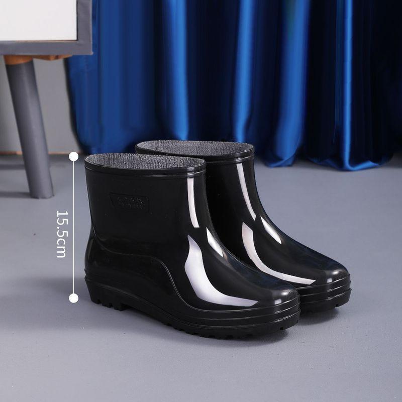Acid and alkali resistant men's rain shoes high tube short rain boots waterproof and non-slip thickened fleece cover extra high rubber boots